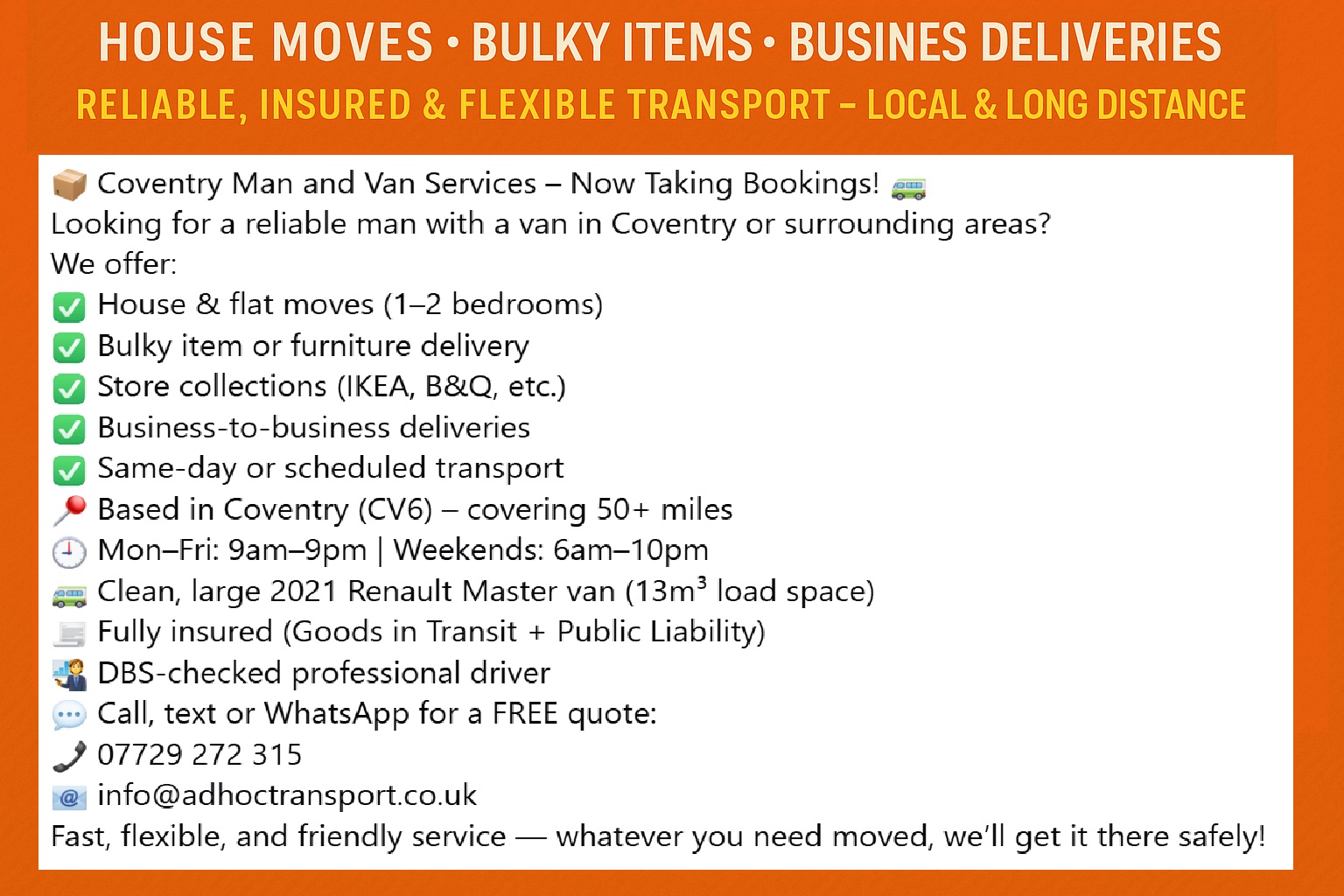 Man with a van in Coventry